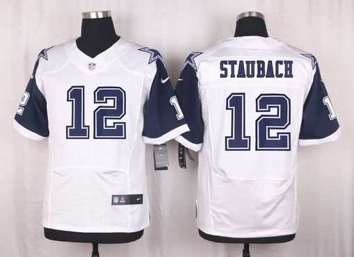 Men's Dallas Cowboys #12 Roger Staubach Nike White Color Rush 2015 NFL Elite Jersey