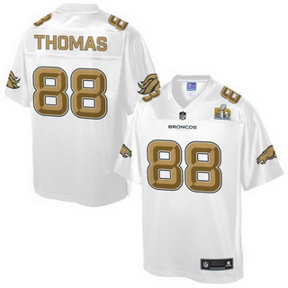 Denver Broncos #88 Demaryius Thomas Nike All White With Gold 2016 Super Bowl 50 Patch Game Jersey