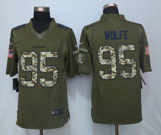 Men's Denver Broncos #95 Derek Wolfe Green Salute To Service 2015 NFL Nike Limited Jersey