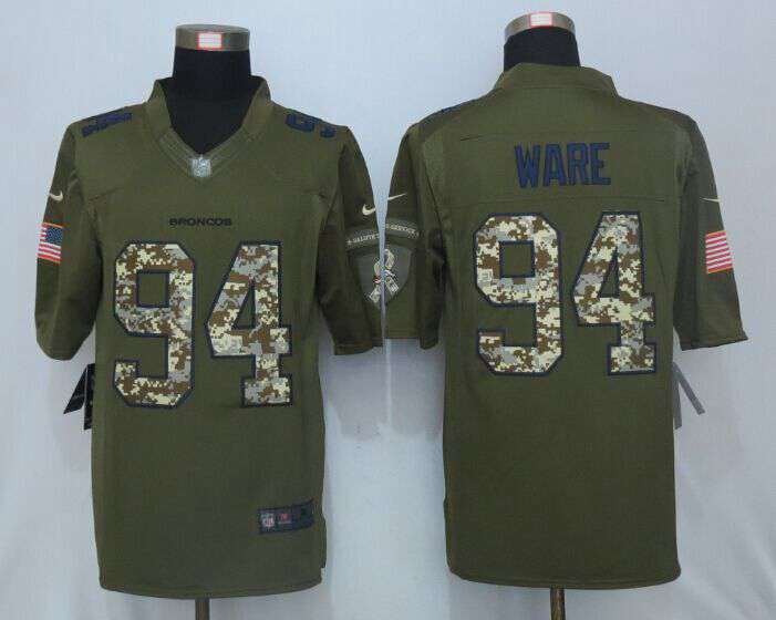 Men's Denver Broncos #94 DeMarcus Ware Green Salute To Service 2015 NFL Nike Limited Jersey