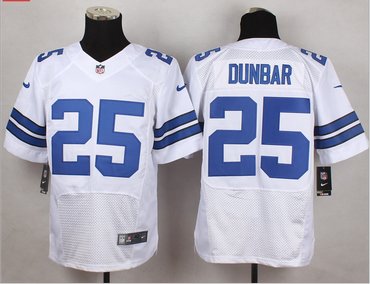 New Dallas Cowboys #25 Dunbar White Men's Stitched NFL Elite Jersey