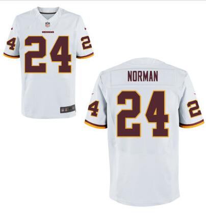 Men's Washington Redskins #24 Josh Norman Burgundy White Road NFL Nike Elite Jersey