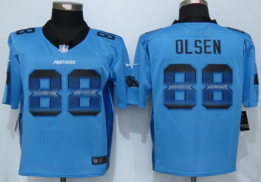 Men's Carolina Panthers #88 Greg Olsen Light Blue Strobe 2015 NFL Nike Fashion Jersey