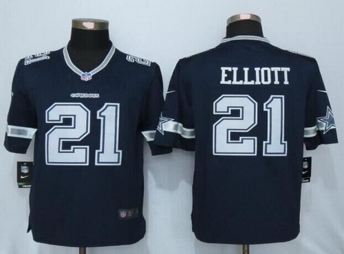 Men's Dallas Cowboys #21 Ezekiel Elliott Navy Blue Team Color NFL Nike Limited Jersey