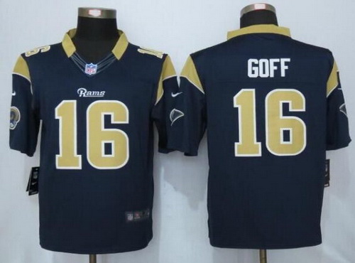 Men's Los Angeles Rams #16 Jared Goff Navy Blue Team Color NFL Nike Elite Jersey