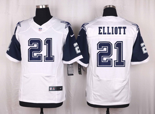 Men's Dallas Cowboys #21 Ezekiel Elliott Nike White Color Rush 2015 NFL Elite Jersey