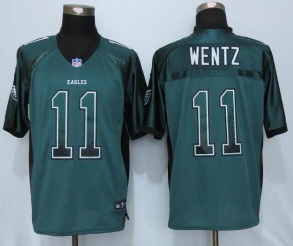 Men's Philadelphia Eagles #11 Carson Wentz Green Drift Fashion NFL Nike Elite Jersey