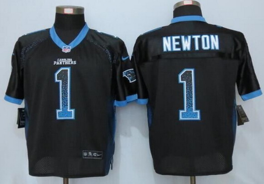 Nike Carolina Panthers #1 Cam Newton Black Drift Fashion NFL Nike Elite Jersey