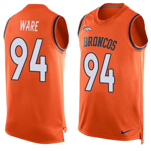 Men's Denver Broncos #94 DeMarcus Ware Orange Hot Pressing Player Name & Number Nike NFL Tank Top Jersey