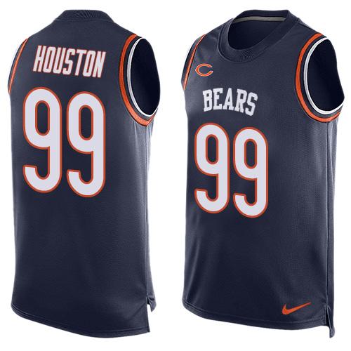 Men's Chicago Bears #99 Lamarr Houston Navy Blue Hot Pressing Player Name & Number Nike NFL Tank Top Jersey