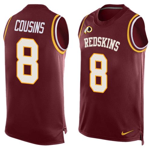 Men's Washington Redskins #8 Kirk Cousins Burgundy Red Hot Pressing Player Name & Number Nike NFL Tank Top Jersey