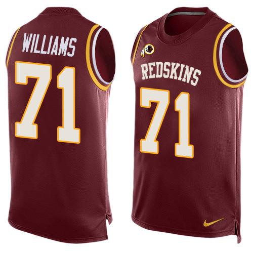 Men's Washington Redskins #71 Trent Williams Burgundy Red Hot Pressing Player Name & Number Nike NFL Tank Top Jersey