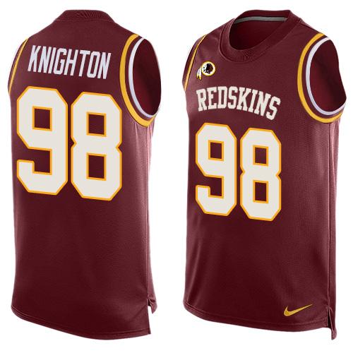 Men's Washington Redskins #98 Terrance Knighton Burgundy Red Hot Pressing Player Name & Number Nike NFL Tank Top Jersey