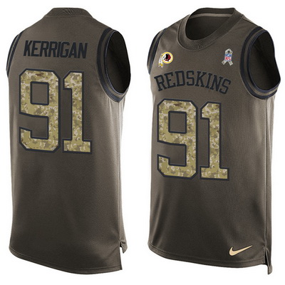 Men's Washington Redskins #91 Ryan Kerrigan Green Salute to Service Hot Pressing Player Name & Number Nike NFL Tank Top Jersey