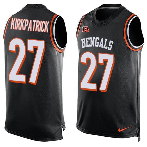 Men's Cincinnati Bengals #27 Dre Kirkpatrick Black Hot Pressing Player Name & Number Nike NFL Tank Top Jersey