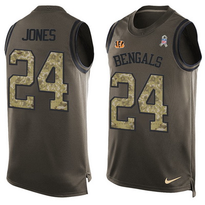 Men's Cincinnati Bengals #24 Adam Jones Green Salute to Service Hot Pressing Player Name & Number Nike NFL Tank Top Jersey