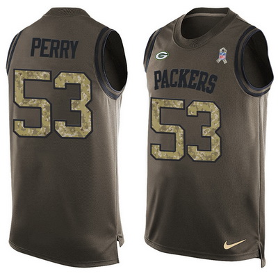 Men's Green Bay Packers #53 Nick Perry Green Salute to Service Hot Pressing Player Name & Number Nike NFL Tank Top Jersey