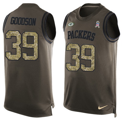 Men's Green Bay Packers #39 Demetri Goodson Green Salute to Service Hot Pressing Player Name & Number Nike NFL Tank Top Jersey