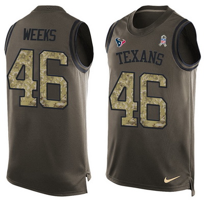 Men's Houston Texans #46 Jon Weeks Green Salute to Service Hot Pressing Player Name & Number Nike NFL Tank Top Jersey