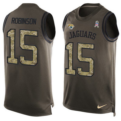 Men's Jacksonville Jaguars #15 Allen Robinson Green Salute to Service Hot Pressing Player Name & Number Nike NFL Tank Top Jersey