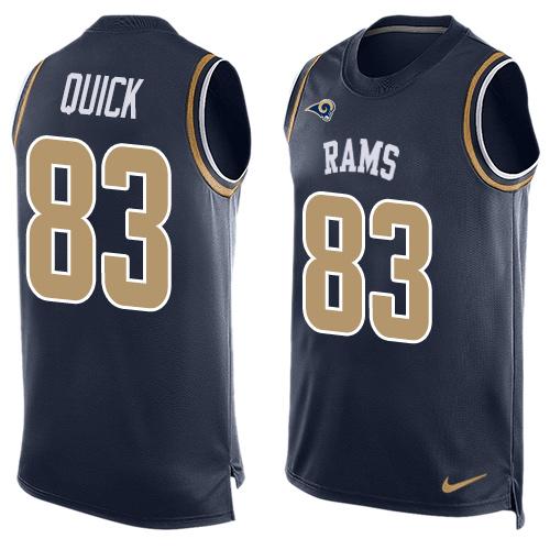 Men's Los Angeles Rams #83 Brian Quick Navy Blue Hot Pressing Player Name & Number Nike NFL Tank Top Jersey