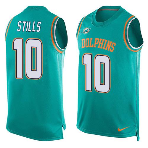 Men's Miami Dolphins #10 Kenny Stills Aqua Green Hot Pressing Player Name & Number Nike NFL Tank Top Jersey