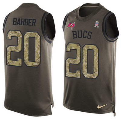 Men's Tampa Bay Buccaneers #20 Ronde Barber Green Salute to Service Hot Pressing Player Name & Number Nike NFL Tank Top Jersey