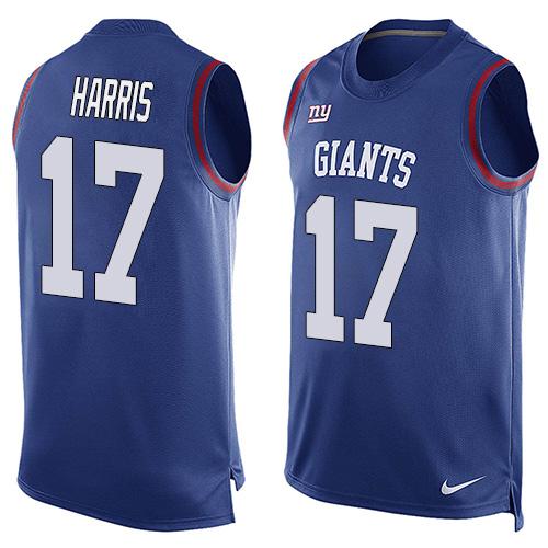 Men's New York Giants #17 Dwayne Harris Royal Blue Hot Pressing Player Name & Number Nike NFL Tank Top Jersey