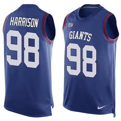 Men's New York Giants #98 Damon Harrison Royal Blue Hot Pressing Player Name & Number Nike NFL Tank Top Jersey