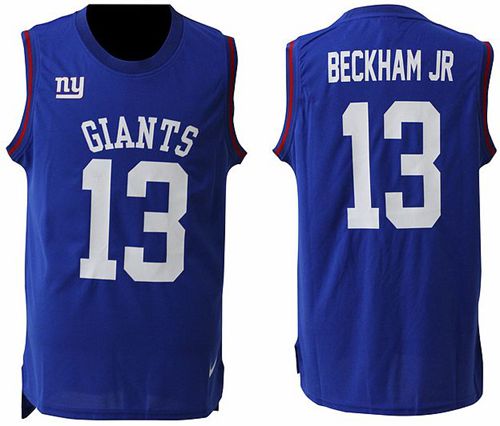 Men's New York Giants #13 Odell Beckham Jr Royal Blue Hot Pressing Player Name & Number Nike NFL Tank Top Jersey