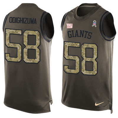 Men's New York Giants #58 Owa Odighizuwa Green Salute to Service Hot Pressing Player Name & Number Nike NFL Tank Top Jersey