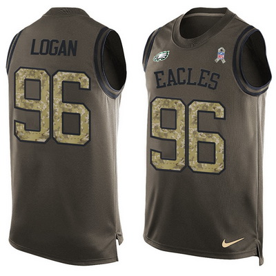 Men's Philadelphia Eagles #96 Bennie Logan Green Salute to Service Hot Pressing Player Name & Number Nike NFL Tank Top Jersey