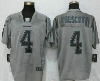 Men's Dallas Cowboys #4 Dak Prescott Lights Out Gray NFL Nike Elite Jersey