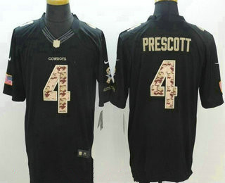 Men's Dallas Cowboys #4 Dak Prescott Black Salute To Service Stitched NFL Nike Limited Jersey