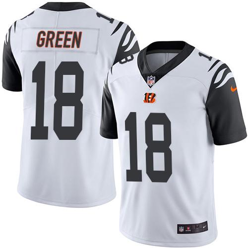 Nike Bengals #18 A.J. Green White Men's Stitched NFL Limited Rush Jersey