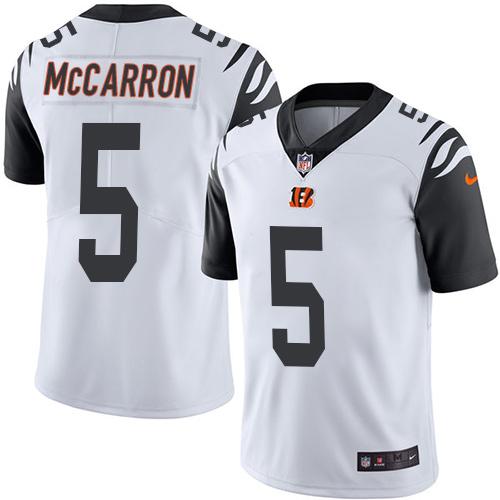 Nike Bengals #5 AJ McCarron White Men's Stitched NFL Limited Rush Jersey