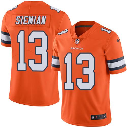 Nike Broncos #13 Trevor Siemian Orange Men's Stitched NFL Limited Rush Jersey