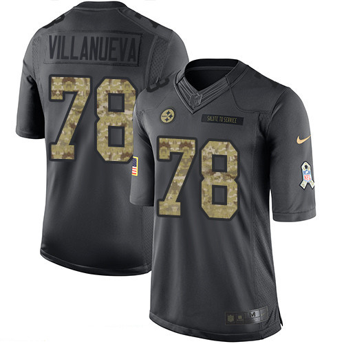 Men's Pittsburgh Steelers #78 Alejandro Villanueva Black Anthracite 2016 Salute To Service Stitched NFL Nike Limited Jersey