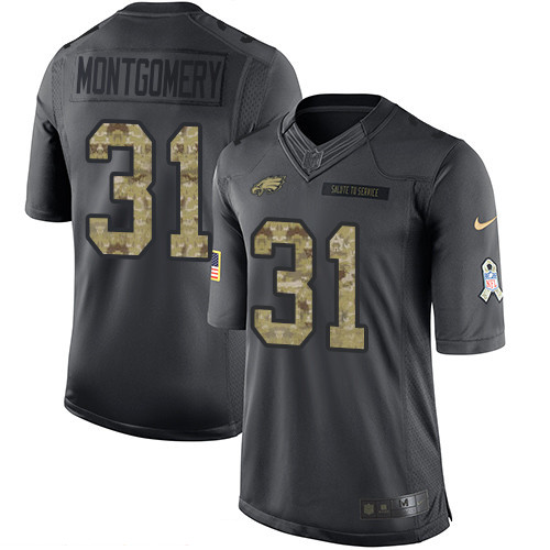 Men's Philadelphia Eagles #31 Wilbert Montgomery Black Anthracite 2016 Salute To Service Stitched NFL Nike Limited Jersey