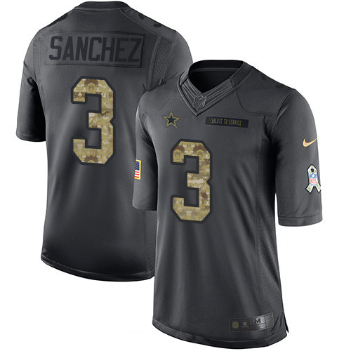 Men's Dallas Cowboys #3 Mark Sanchez Black Anthracite 2016 Salute To Service Stitched NFL Nike Limited Jersey