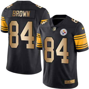 Nike Steelers #84 Antonio Brown Black Men's Stitched NFL Limited Gold Rush Jersey