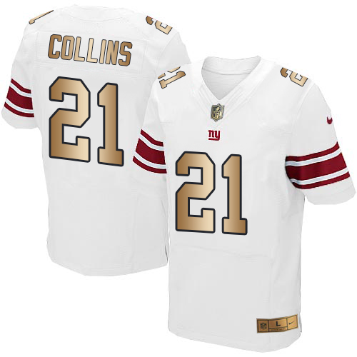 Nike Giants #21 Landon Collins White Men's Stitched NFL Elite Gold Jersey