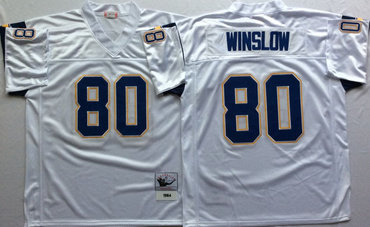 Chargers 80 Kellen Winslow White Throwback Jersey