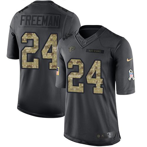 Nike Falcons #24 Devonta Freeman Black Men's Stitched NFL Limited 2016 Salute To Service Jersey