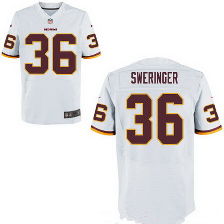 Men's Washington Redskins #36 D.J. Swearinger White Road Stitched NFL Nike Elite Jersey