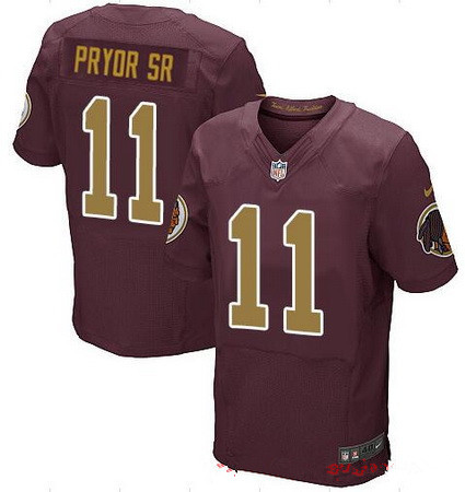 Men's Washington Redskins #11 Terrelle Pryor Sr Red with Gold Alternate Stitched NFL Nike Elite Jersey