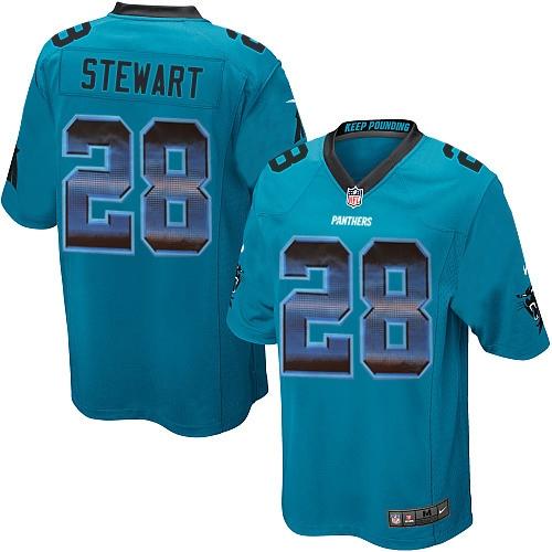 Nike Panthers #28 Jonathan Stewart Blue Alternate Men's Stitched NFL Limited Strobe Jersey