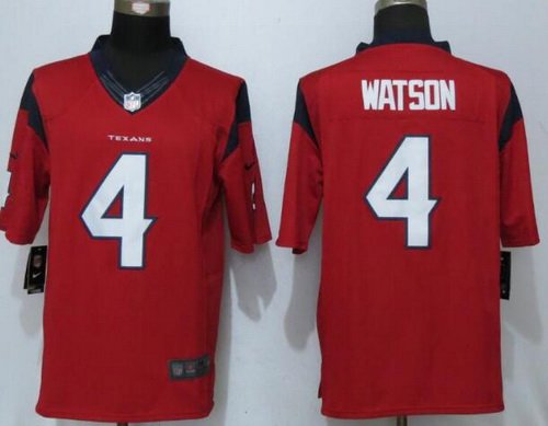 Men's 2017 NFL Draft Houston Texans #4 Deshaun Watson Red Team Color Stitched NFL Nike Limited Jersey