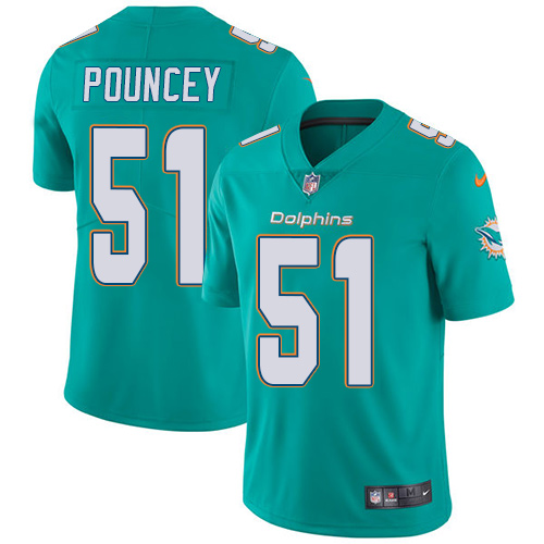 Nike Miami Dolphins #51 Mike Pouncey Aqua Green Team Color Men's Stitched NFL Vapor Untouchable Limited Jersey