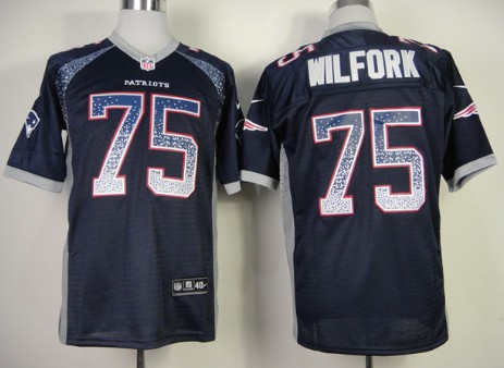 Nike New England Patriots #75 Vince Wilfork Drift Fashion Blue Elite Jersey